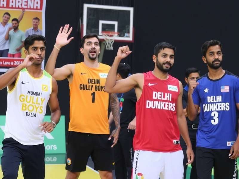 Dunk Arena India Teams including Mumbai Gully Boys and Delhi Dunkers in their regional jerseys
